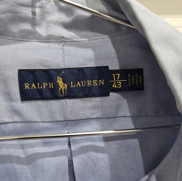 Ralph Lauren 17/43 Mens Blue Oxford Dress Shirt Large - Picture 7 of 7